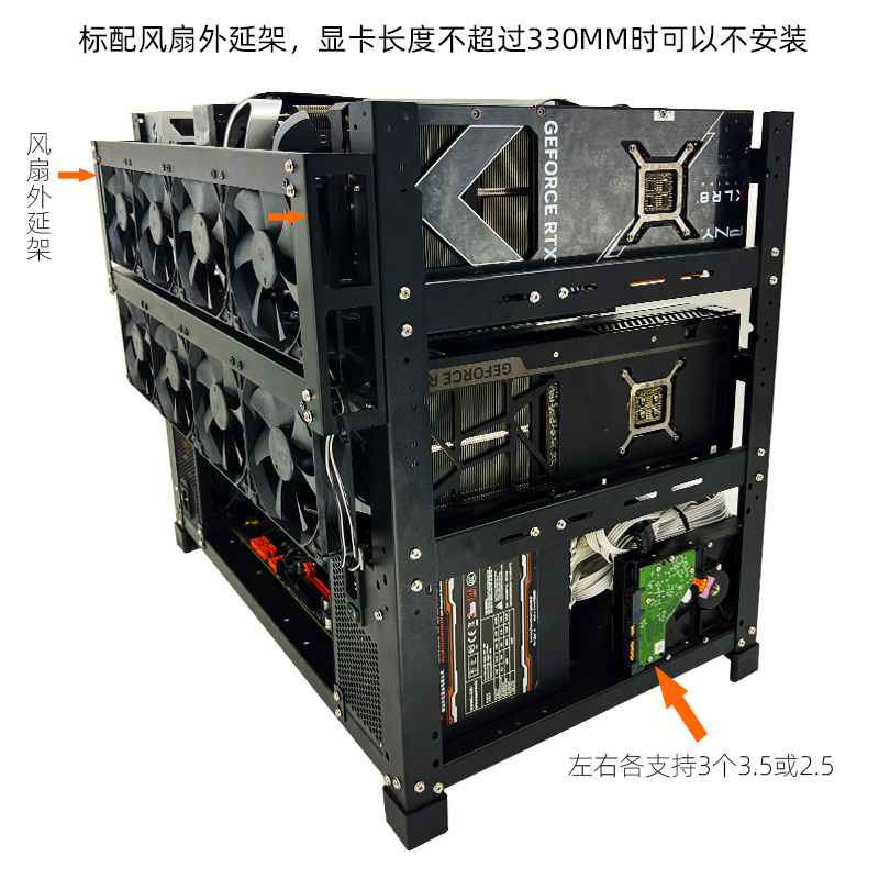Stackable Open Air GPU Rack 6  - đánh giá và giá Gpu Mining Rig Frame 8 Gpu