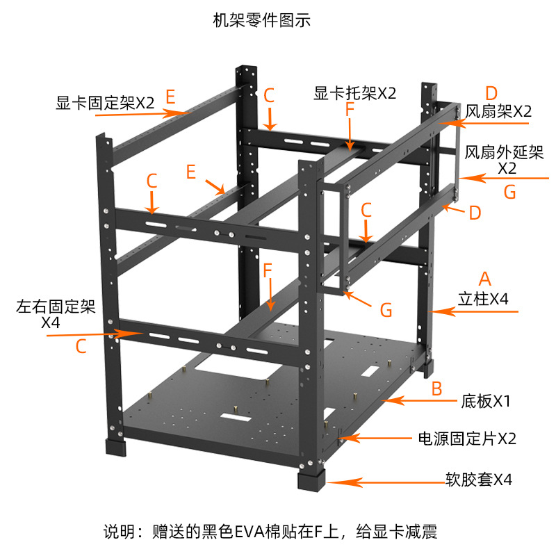 Stackable Open Air GPU Rack 6  - đánh giá và giá Gpu Mining Rig Frame 8 Gpu