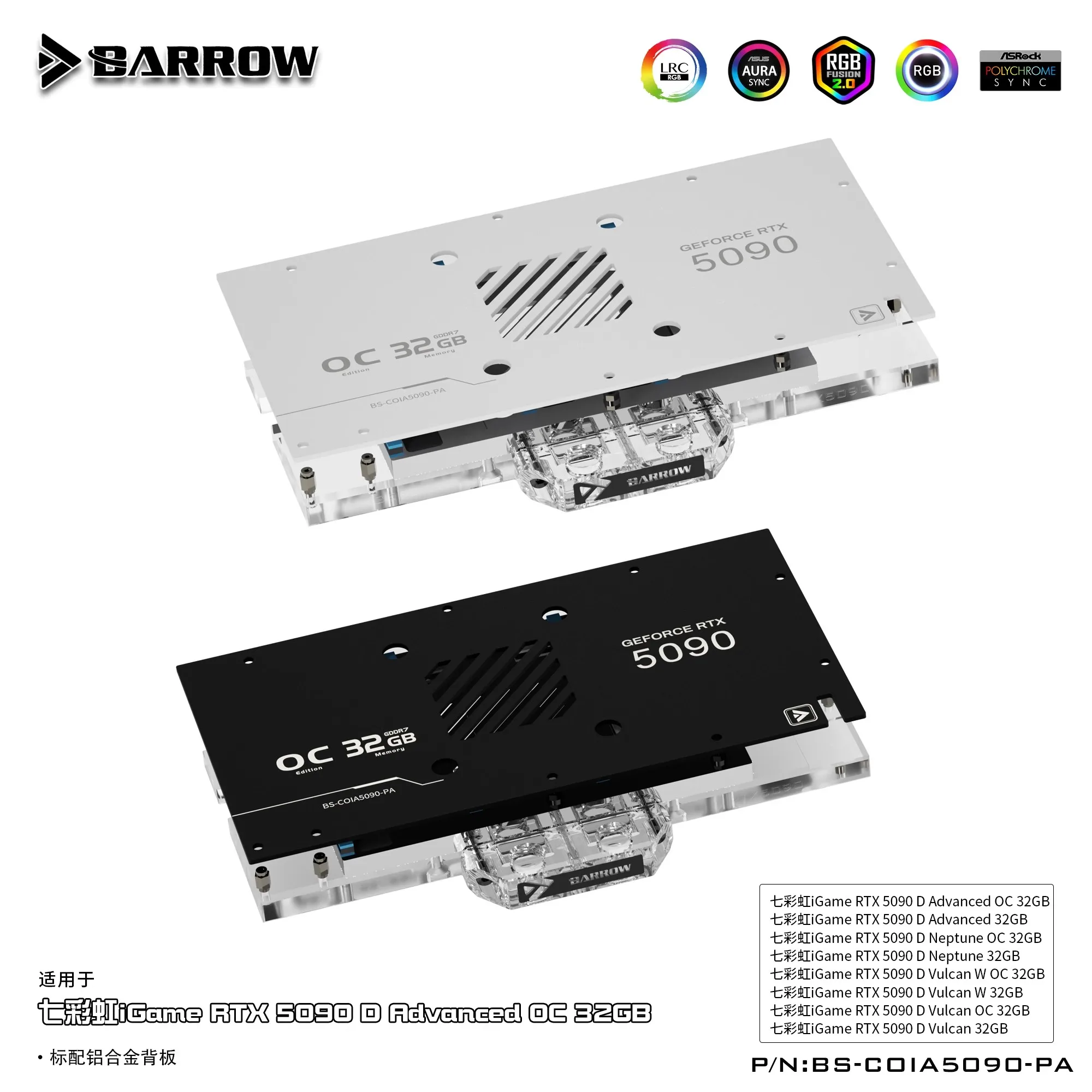 Barrow BS-COIA5090-PA GPU Wate - đánh giá và giá Rtx 5090 32Gb